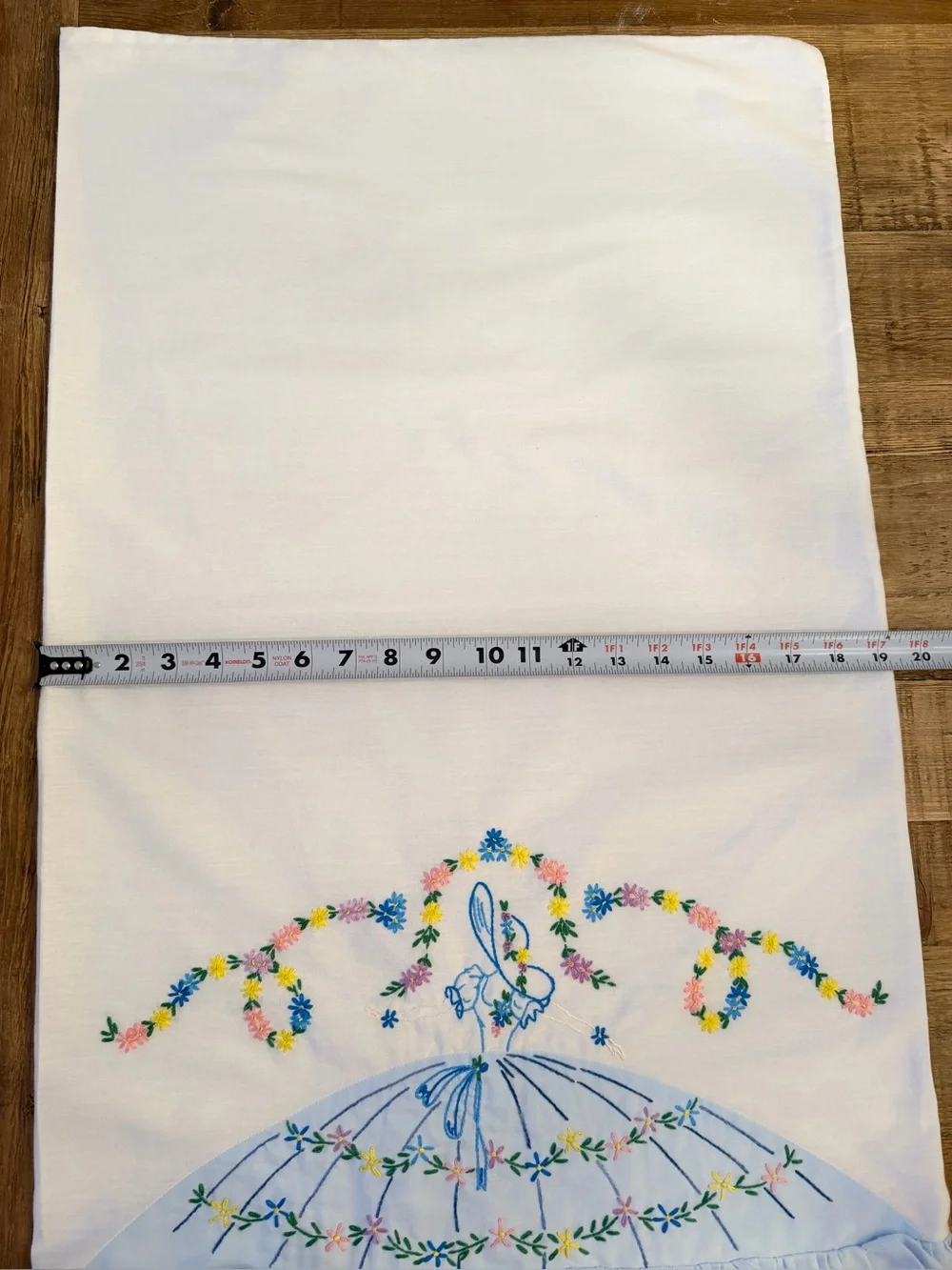 Vintage Hand-Embroidered Pillowcase. Standard | Heirloom | Grandmillinial